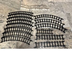 Black Plastic Model Train Track Set 14 Piece Lot Curved and Straight Pieces